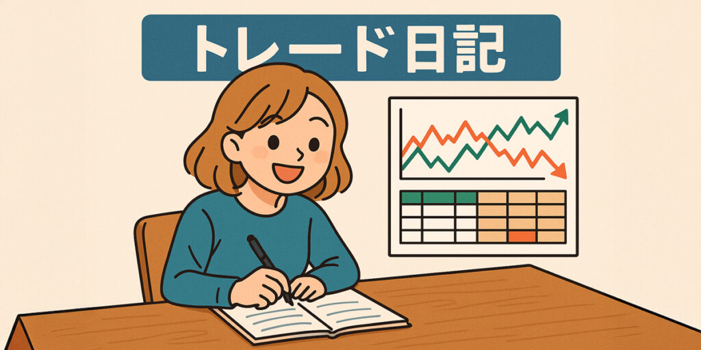 楽しそうにトレード日記をつけている女の子