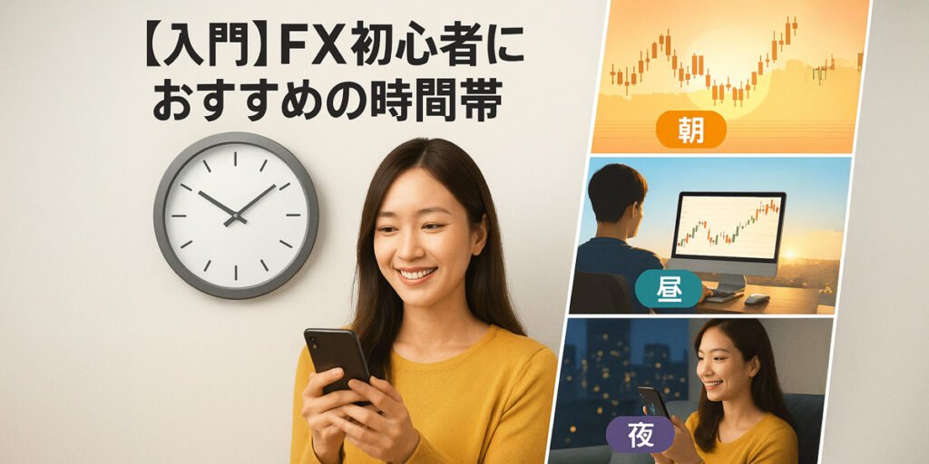 Xトレーダーと時計（時間管理） 東京・ロンドン・ニューヨーク市場のタイムゾーン スマホやPCでチャートを確認する初心者 時間帯ごとの値動きイメージ（朝・昼・夜） ライフスタイルに合わせた柔軟な取引シーン